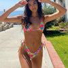 String Bikini Swimsuit Floral Print Swimwear Women Bathing Suit High Waist Bikini Set Beachwear Women's Floral Printed Swimsuit Knotted String Triangle Bikini Tie Side High Cut Cheeky Bikini Set by Stevvex
