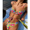 String Bikini Swimsuit Floral Print Swimwear Women Bathing Suit High Waist Bikini Set Beachwear Women's Floral Printed Swimsuit Knotted String Triangle Bikini Tie Side High Cut Cheeky Bikini Set by Stevvex