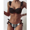 Striped Lace Ruffle Push Up Women Swimsuit Female Swimwear Bra Cup Bikini Set High Cut Bathing Suit Women Two Piece Swimsuits Push Up Bikini Sets Bathing Suits Ruffle Bikini Tops With Bottoms For Teen Girls by Stevvex