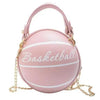 Stunning Ball Purses For Teenagers And Women Stylish Shoulder Bags, Crossbody Chain Hand Bags Personalit Leather Pink Basketball Bag For Females by Stevvex