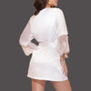 Stylish Black Satin Silk Short Bathrobes For Women Classic Lace On Sleeves Sleepwear Vintage Women's Sleewear by Stevvex
