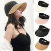Summer Adjustable Empty Top Hat Portable Foldable Women's Beach Hat Wide Brim Women Sun Hat Fashion Casual Comfortable Cap Visors For Outdoor Activities by Stevvex