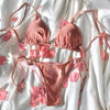Summer Bikini Luxury Swimwear Women Folds Bikini Set Women's Bikini Set Two Piece Ribbed Front Back Self-tie Triangle Bikini Charming Bottom Bathing Suit Women Swimsuit Lace Up Bikinis For Beach by Stevvex