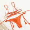 Summer Bikini Luxury Swimwear Women Folds Bikini Set Women's Bikini Set Two Piece Ribbed Front Back Self-tie Triangle Bikini Charming Bottom Bathing Suit Women Swimsuit Lace Up Bikinis For Beach by Stevvex