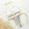 Summer Bikini Luxury Swimwear Women Folds Bikini Set Women's Bikini Set Two Piece Ribbed Front Back Self-tie Triangle Bikini Charming Bottom Bathing Suit Women Swimsuit Lace Up Bikinis For Beach by Stevvex