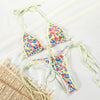 Summer Bikini Luxury Swimwear Women Folds Bikini Set Women's Bikini Set Two Piece Ribbed Front Back Self-tie Triangle Bikini Charming Bottom Bathing Suit Women Swimsuit Lace Up Bikinis For Beach by Stevvex