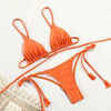 Summer Bikini Luxury Swimwear Women Folds Bikini Set Women's Bikini Set Two Piece Ribbed Front Back Self-tie Triangle Bikini Charming Bottom Bathing Suit Women Swimsuit Lace Up Bikinis For Beach by Stevvex