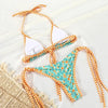 Summer Bikini Luxury Swimwear Women Folds Bikini Set Women's Bikini Set Two Piece Ribbed Front Back Self-tie Triangle Bikini Charming Bottom Bathing Suit Women Swimsuit Lace Up Bikinis For Beach by Stevvex