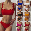 Summer Blue Bikini Women Swimwear Female Swimsuit Women’s Floral Print Lace-up Strapless Padded Comfortable Swimwear Bathing Suit Two-pieces Bikini Set Knotted Bathing Swim Suit by Stevvex