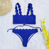 Summer Blue Bikini Women Swimwear Female Swimsuit Women’s Floral Print Lace-up Strapless Padded Comfortable Swimwear Bathing Suit Two-pieces Bikini Set Knotted Bathing Swim Suit by Stevvex