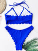 Summer Blue Bikini Women Swimwear Female Swimsuit Women’s Floral Print Lace-up Strapless Padded Comfortable Swimwear Bathing Suit Two-pieces Bikini Set Knotted Bathing Swim Suit by Stevvex