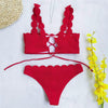 Summer Blue Bikini Women Swimwear Female Swimsuit Women’s Floral Print Lace-up Strapless Padded Comfortable Swimwear Bathing Suit Two-pieces Bikini Set Knotted Bathing Swim Suit by Stevvex