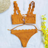 Summer Blue Bikini Women Swimwear Female Swimsuit Women’s Floral Print Lace-up Strapless Padded Comfortable Swimwear Bathing Suit Two-pieces Bikini Set Knotted Bathing Swim Suit by Stevvex
