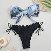 Summer Blue Bikini Women Swimwear Female Swimsuit Women’s Floral Print Lace-up Strapless Padded Comfortable Swimwear Bathing Suit Two-pieces Bikini Set Knotted Bathing Swim Suit by Stevvex