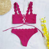 Summer Blue Bikini Women Swimwear Female Swimsuit Women’s Floral Print Lace-up Strapless Padded Comfortable Swimwear Bathing Suit Two-pieces Bikini Set Knotted Bathing Swim Suit by Stevvex