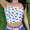 Summer fashion styles sleeveless butterfly print sexy streetwear crop tops cute tops for Women by Stevvex