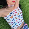 Summer fashion styles sleeveless butterfly print sexy streetwear crop tops cute tops for Women by Stevvex