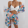 Summer Floral Print Bikini Swimsuit Women 3 Piece High-Waist Bikini Set Swimwear Female Push-Up Bathing Suit Tropical High Waist Wrap Swimsuit With Beach Cover Ups Soft And Breathable Summer Bikini by Stevvex
