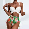 Summer Floral Print Bikini Swimsuit Women 3 Piece High-Waist Bikini Set Swimwear Female Push-Up Bathing Suit Tropical High Waist Wrap Swimsuit With Beach Cover Ups Soft And Breathable Summer Bikini by Stevvex