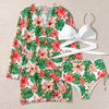 Summer Floral Print Bikini Swimsuit Women 3 Piece High-Waist Bikini Set Swimwear Female Push-Up Bathing Suit Tropical High Waist Wrap Swimsuit With Beach Cover Ups Soft And Breathable Summer Bikini by Stevvex