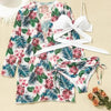 Summer Floral Print Bikini Swimsuit Women 3 Piece High-Waist Bikini Set Swimwear Female Push-Up Bathing Suit Tropical High Waist Wrap Swimsuit With Beach Cover Ups Soft And Breathable Summer Bikini by Stevvex