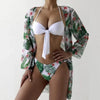 Summer Floral Print Bikini Swimsuit Women 3 Piece High-Waist Bikini Set Swimwear Female Push-Up Bathing Suit Tropical High Waist Wrap Swimsuit With Beach Cover Ups Soft And Breathable Summer Bikini by Stevvex