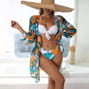 Summer Floral Print Bikini Swimsuit Women 3 Piece High-Waist Bikini Set Swimwear Female Push-Up Bathing Suit Tropical High Waist Wrap Swimsuit With Beach Cover Ups Soft And Breathable Summer Bikini by Stevvex