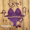 Summer Hand Crochet Women Swimwear Crop Top Push Up Bikini Set Beach Swimsuit Suit Tassel Swim Beach Beachwear Bikini Bra Bikini Swimsuit Women Beach Crochet Crop Summer Halter Bikini by Stevvex