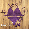 Summer Hand Crochet Women Swimwear Crop Top Push Up Bikini Set Beach Swimsuit Suit Tassel Swim Beach Beachwear Bikini Bra Bikini Swimsuit Women Beach Crochet Crop Summer Halter Bikini by Stevvex