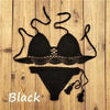 Summer Hand Crochet Women Swimwear Crop Top Push Up Bikini Set Beach Swimsuit Suit Tassel Swim Beach Beachwear Bikini Bra Bikini Swimsuit Women Beach Crochet Crop Summer Halter Bikini by Stevvex