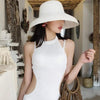 Summer Hat New Female Sun Hat Folding Beach Hat New Women's Ladies Wide Large Brim Floppy Folding Summer Beach Sun Hat Straw Cap Big Brim Elegant White Travel Sun Hat 55-58CM by Stevvex