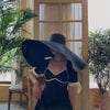 Summer Large Wide Brim Foldable Sun Hats For Women Foldable Sun Hat Wide Brim Summer Straw Floppy Beach Hat Oversized Sun Hat Modern Travel Straw Hat Fashionable Lady UV Protection Beach Hat 54-57cm by Stevvex