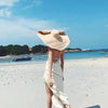 Summer Large Wide Brim Foldable Sun Hats For Women Foldable Sun Hat Wide Brim Summer Straw Floppy Beach Hat Oversized Sun Hat Modern Travel Straw Hat Fashionable Lady UV Protection Beach Hat 54-57cm by Stevvex