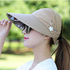 Summer Modern Adult Hats For Women Foldable Sun Hat Women's Adjustable Packable Roll-Up Visor Flower Hat Outdoor Female Casual Baseball Cap For Sport by Stevvex