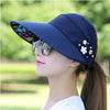 Summer Modern Adult Hats For Women Foldable Sun Hat Women's Adjustable Packable Roll-Up Visor Flower Hat Outdoor Female Casual Baseball Cap For Sport by Stevvex