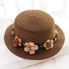 Summer New Sun Hat Stylish Bowknot Straw Hat For Women Beach Caps Parent-child Summer New Women's Sun Hat Bucket Cap Beige Flowers Ribbon Party Straw Hat For Women by Stevvex