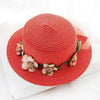 Summer New Sun Hat Stylish Bowknot Straw Hat For Women Beach Caps Parent-child Summer New Women's Sun Hat Bucket Cap Beige Flowers Ribbon Party Straw Hat For Women by Stevvex
