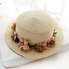 Summer New Sun Hat Stylish Bowknot Straw Hat For Women Beach Caps Parent-child Summer New Women's Sun Hat Bucket Cap Beige Flowers Ribbon Party Straw Hat For Women by Stevvex
