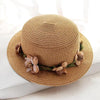 Summer New Sun Hat Stylish Bowknot Straw Hat For Women Beach Caps Parent-child Summer New Women's Sun Hat Bucket Cap Beige Flowers Ribbon Party Straw Hat For Women by Stevvex