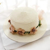 Summer New Sun Hat Stylish Bowknot Straw Hat For Women Beach Caps Parent-child Summer New Women's Sun Hat Bucket Cap Beige Flowers Ribbon Party Straw Hat For Women by Stevvex