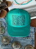 Sunflower Tooled Leather Trucker Hat by Wild Junkie