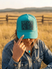 Sunflower Tooled Leather Trucker Hat by Wild Junkie