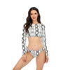 Surfing Swimsuit For Women Bikini Long Sleeve Swimwear Tiger Print Push Up Summer Bath Suit Two Piece Surfing Rash Guard Bikini Long Sleeve Swimsuit Set by Stevvex