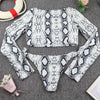 Surfing Swimsuit For Women Bikini Long Sleeve Swimwear Tiger Print Push Up Summer Bath Suit Two Piece Surfing Rash Guard Bikini Long Sleeve Swimsuit Set by Stevvex