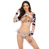 Surfing Swimsuit For Women Bikini Long Sleeve Swimwear Tiger Print Push Up Summer Bath Suit Two Piece Surfing Rash Guard Bikini Long Sleeve Swimsuit Set by Stevvex