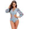 Surfing Swimsuit For Women Bikini Long Sleeve Swimwear Tiger Print Push Up Summer Bath Suit Two Piece Surfing Rash Guard Bikini Long Sleeve Swimsuit Set by Stevvex