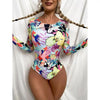 Surfing Swimsuit For Women Bikini Long Sleeve Swimwear Tiger Print Push Up Summer Bath Suit Two Piece Surfing Rash Guard Bikini Long Sleeve Swimsuit Set by Stevvex
