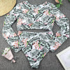 Surfing Swimsuit For Women Bikini Long Sleeve Swimwear Tiger Print Push Up Summer Bath Suit Two Piece Surfing Rash Guard Bikini Long Sleeve Swimsuit Set by Stevvex