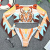Surfing Swimsuit For Women Bikini Long Sleeve Swimwear Tiger Print Push Up Summer Bath Suit Two Piece Surfing Rash Guard Bikini Long Sleeve Swimsuit Set by Stevvex