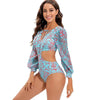 Surfing Swimsuit For Women Bikini Long Sleeve Swimwear Tiger Print Push Up Summer Bath Suit Two Piece Surfing Rash Guard Bikini Long Sleeve Swimsuit Set by Stevvex